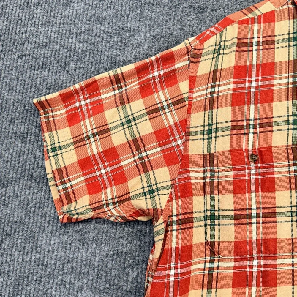 Abercrombie & Fitch Shirt Mens Large Madras Red Plaid Short Sleeve Button Up